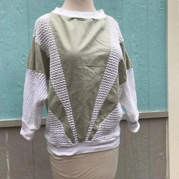 Vintage 70s Greek fishnet peasant casual abstract top shirt-M - Picture 6 of 9